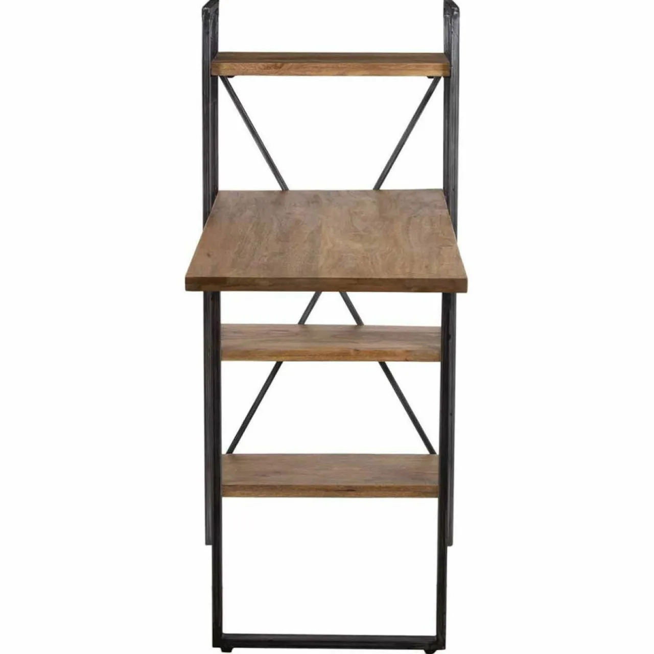 Bureau avec étagère manguier stockholm noir - 130x60x130 cm