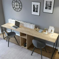 Bureau ikili calisma chêne - 240x74x60 cm