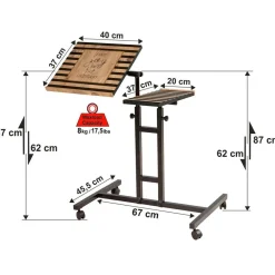 Bureau mobile à roulettes Glen 768 noir - 67x87x45.5 cm