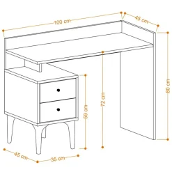 Bureau Puuk chêne - 100x80x45 cm