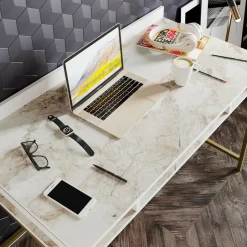 Bureau Tumata doré/blanc - 119.5x62x75.2 cm