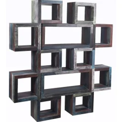 Caisson de bibliothèque manguier pushkar multicolore - 90x30x40 cm