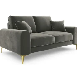 Canapé 2 places velours madara gris - 172x102x90 cm