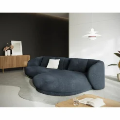 Canapé angle droit Linden Chenille 4 Places bleu - 289x177x72 cm