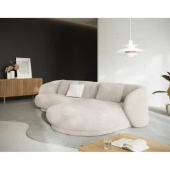 Canapé angle droit Linden Chenille 4 Places beige - 289x177x72 cm