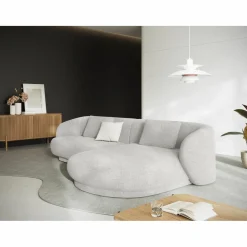 Canapé angle droit Linden Chenille 4 Places argenté chiné - 289x177x72 cm