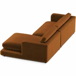 Canapé d'angle droit en Velours Daphne 4 Places Terracotta - 270x170x86 cm