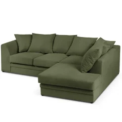 Canapé d'angle Droit Quince Velours côtelé 4 Places vert - 221x171x80 cm