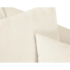 Canapé d'angle Droit Quince Velours côtelé 4 Places beige clair - 221x171x80 cm