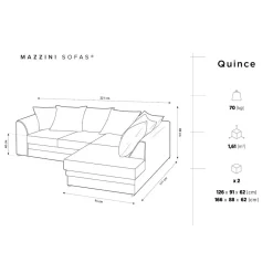 Canapé d'angle Droit Quince Velours côtelé 4 Places beige clair - 221x171x80 cm