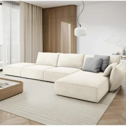 Canapé D'Angle Droit Vanda 5 Places 1 beige clair - 386x166x85 cm