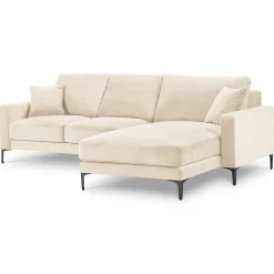 Canapé d'angle Droit Velours Venus 4 Places beige clair - 248x160x90 cm