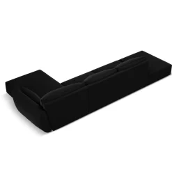 Canapé d'angle droit Velours Vanda 5 Places noir - 386x166x85 cm