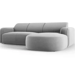 Canapé d'angle droit Velours Jasmin 4 Places gris - 250x170x72 cm