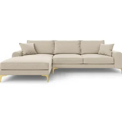 Canapé d'angle gauche 5 places Madara beige - 254x182x90 cm
