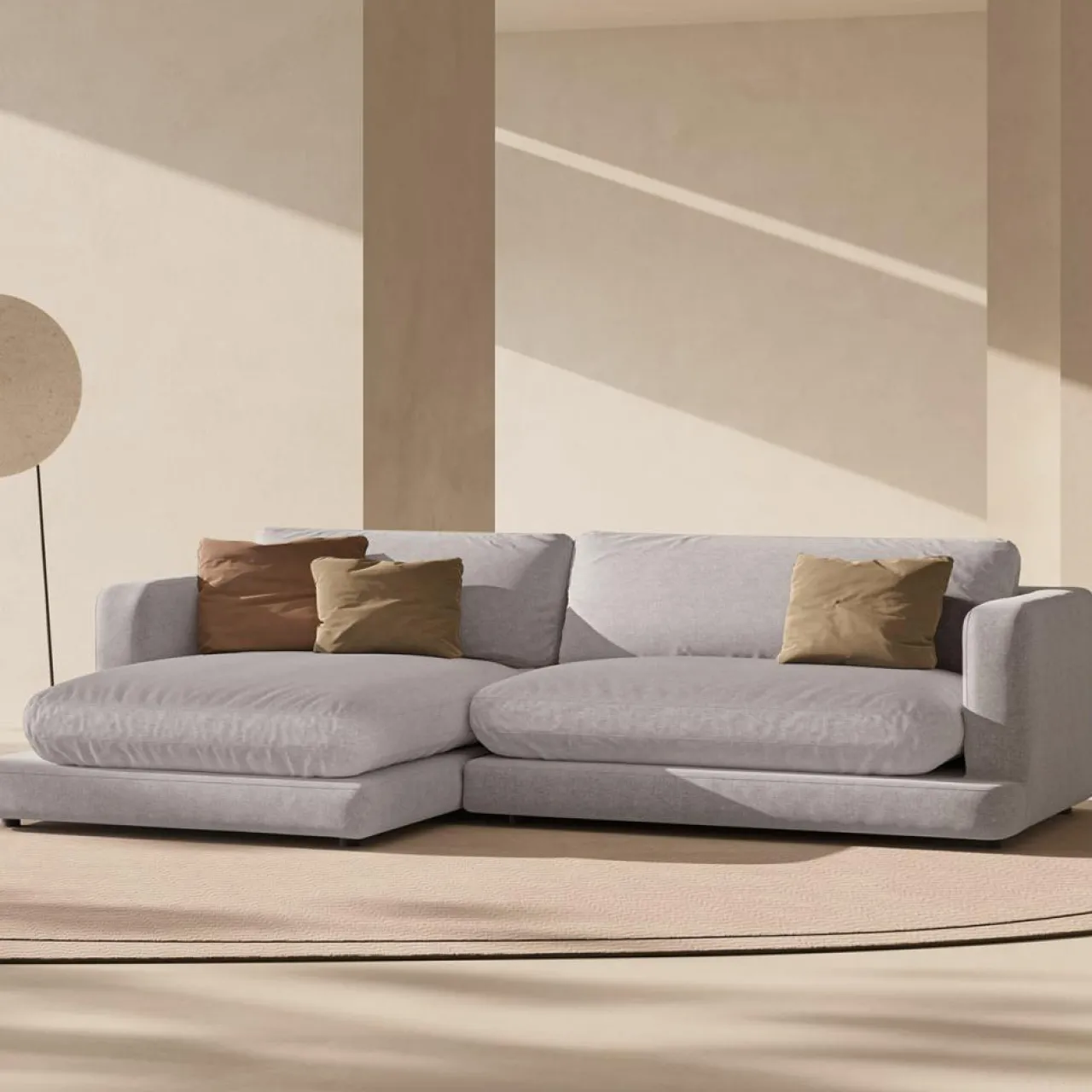 Canapé d'angle Gauche Daphne 4 Places Gris chaud - 270x170x86 cm