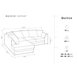 Canapé d'angle Gauche Quince Velours côtelé 4 Places gris clair - 221x171x80 cm