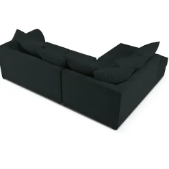 Canapé d'angle Gauche Quince Velours côtelé 4 Places noir - 221x171x80 cm