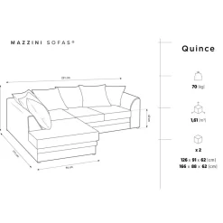 Canapé d'angle gauche Quince 4 Places bleu - 221x171x80 cm