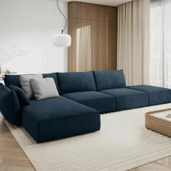 Canapé D'Angle Gauche Vanda 5 Places 1 bleu roi - 386x166x85 cm