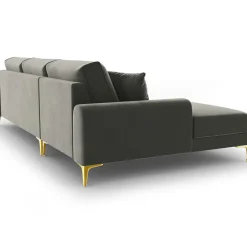 Canapé d'angle gauche velours madara gris - 254x182x90 cm