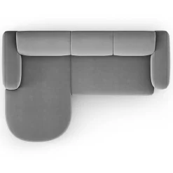 Canapé d'angle gauche Velours Jasmin 4 Places gris - 250x170x72 cm