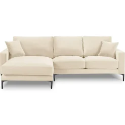 Canapé d'angle Gauche Velours Venus 4 Places beige clair - 248x160x90 cm