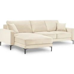 Canapé d'angle Gauche Velours Venus 4 Places beige clair - 248x160x90 cm