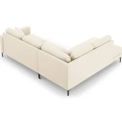 Canapé d'angle Gauche Velours Venus 5 Places beige clair - 254x185x90 cm