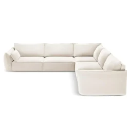 Canapé d'angle Symétrique en Velours Vanda 7 Places beige clair - 286x286x85 cm