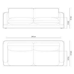 Canapé Daphne 4 Places Gris chaud - 240x105x86 cm