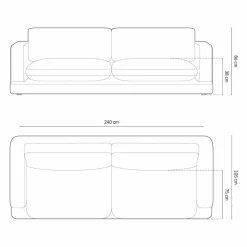 Canapé Daphne 4 Places Ivoire - 240x105x86 cm