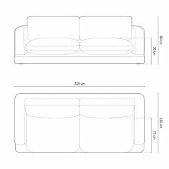 Canapé Daphne 3 Places Ivoire - 210x105x86 cm