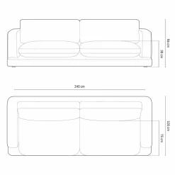 Canapé Daphne 4 Places Noir - 240x105x86 cm