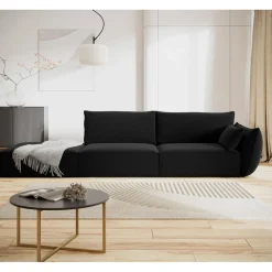 Canapé droit Velours Vanda 4 Places noir - 286x100x85 cm