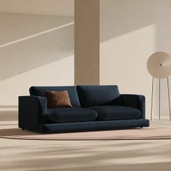 Canapé en Velours Daphne 3 Places Bleu Foncé - 210x105x86 cm