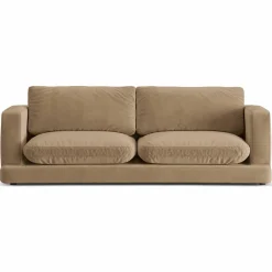 Canapé en Velours Daphne 3 Places Beige Foncé - 210x105x86 cm