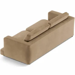 Canapé en Velours Daphne 3 Places Beige Foncé - 210x105x86 cm