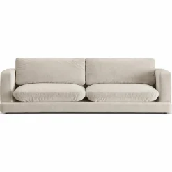 Canapé en Velours Daphne 4 Places Beige Clair - 240x105x86 cm