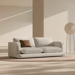 Canapé en Velours Daphne 3 Places Beige Clair - 210x105x86 cm