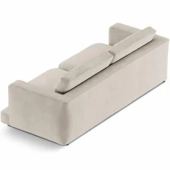 Canapé en Velours Daphne 3 Places Beige Clair - 210x105x86 cm