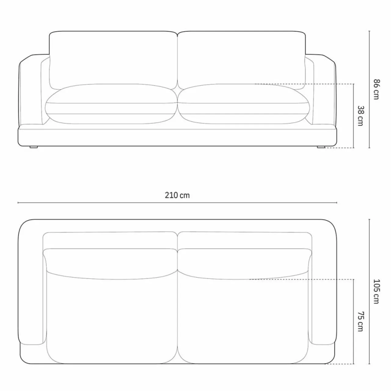 Canapé en Velours Daphne 3 Places Beige Clair - 210x105x86 cm