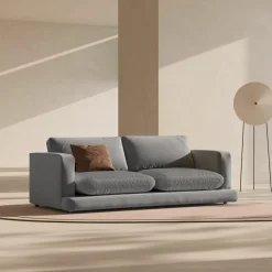 Canapé en Velours Daphne 3 Places Gris Clair - 210x105x86 cm