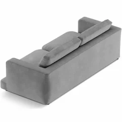 Canapé en Velours Daphne 3 Places Gris Clair - 210x105x86 cm