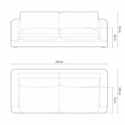 Canapé en Velours Daphne 3 Places Gris Clair - 210x105x86 cm
