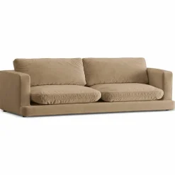 Canapé en Velours Daphne 4 Places Beige Foncé - 240x105x86 cm