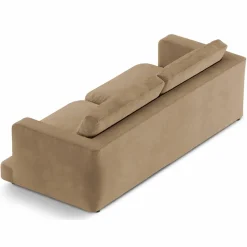 Canapé en Velours Daphne 4 Places Beige Foncé - 240x105x86 cm