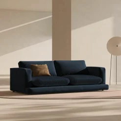 Canapé en Velours Daphne 4 Places Bleu Foncé - 240x105x86 cm