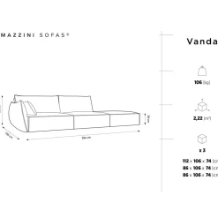 Canapé gauche Vanda 4 Places vert bouteille - 286x100x85 cm