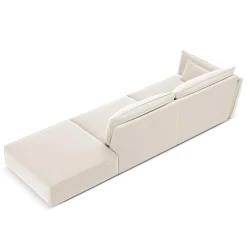 Canapé gauche Velours Vanda 4 Places beige clair - 286x100x85 cm